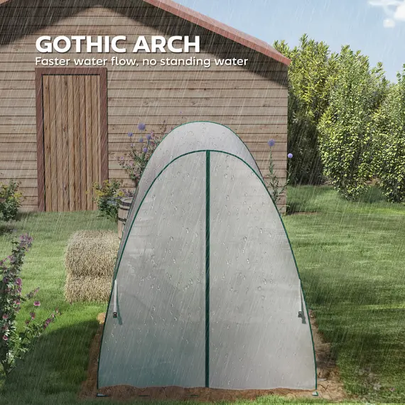 Buy Outsunny Polytunnel Greenhouse with Sandbags, Walk-In Tunnel Green House with 2 Doors and Screen Windows, 1.8 x 1.8 x 2m, White, 4 image
