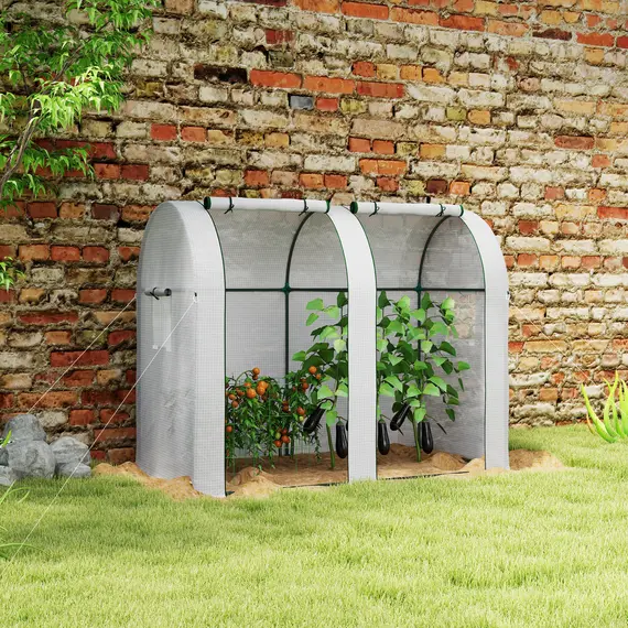 Buy Outsunny 94 x 185cm Mini Two-Room Greenhouse - White, 2 image
