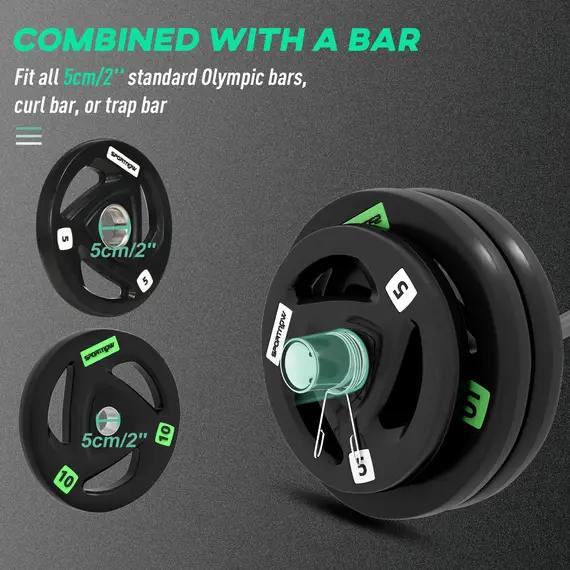 Buy SPORTNOW Curl Bar with 30kg Weight Plates, Barbell Bar for 5cm Weight Plates, Home Gym Weight Lifting Bar, 120cm, 58kg, 4 image