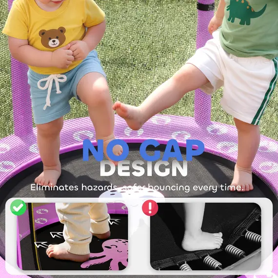 Buy 4.6ft Toddler Trampoline w/ Safety Enclosure Net, for Indoor Outdoor Use, Ages 3-6 Years, Purple, 5 image