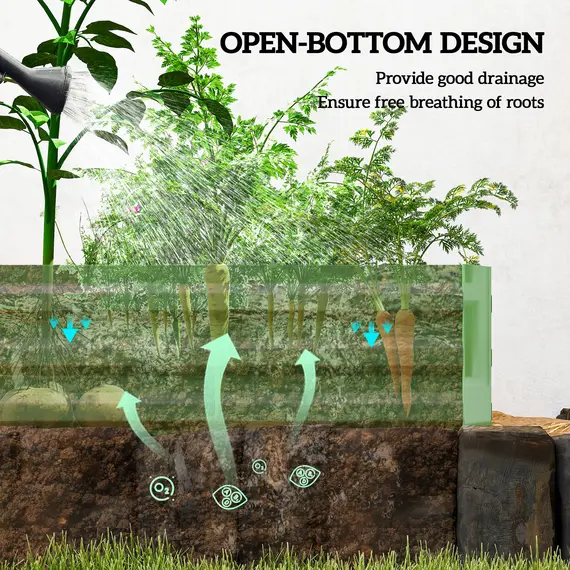 Buy Outsunny Metal Raised Garden Bed Planter Box Outdoor Planters for Growing Flowers, Herbs, Green, Light Green, 4 image