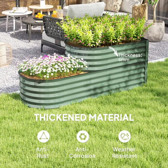 Buy Two-Tier Galvanised Steel Garden Planter - Light Green, 5 image