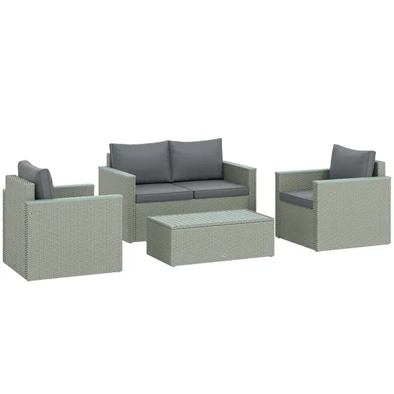 Buy Outsunny Four-Piece Rattan Sofa Set, with Wood-Top Table