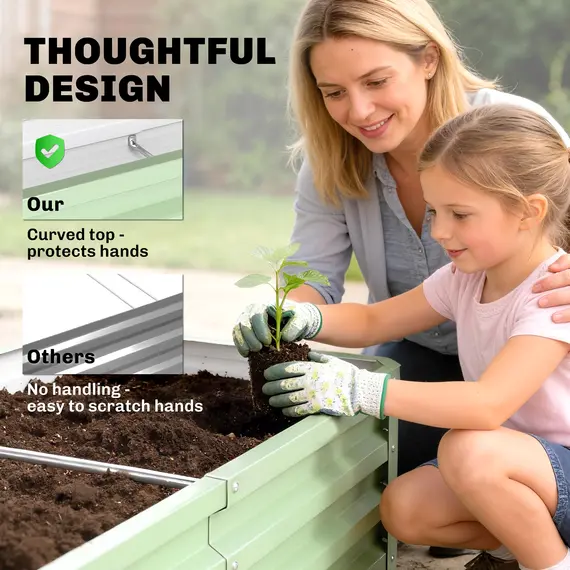 Buy Outsunny Raised Beds for Garden, Galvanised Outdoor Planters, for Herbs and Vegetables, Use for Patio, Garden, Balcony, 7 image