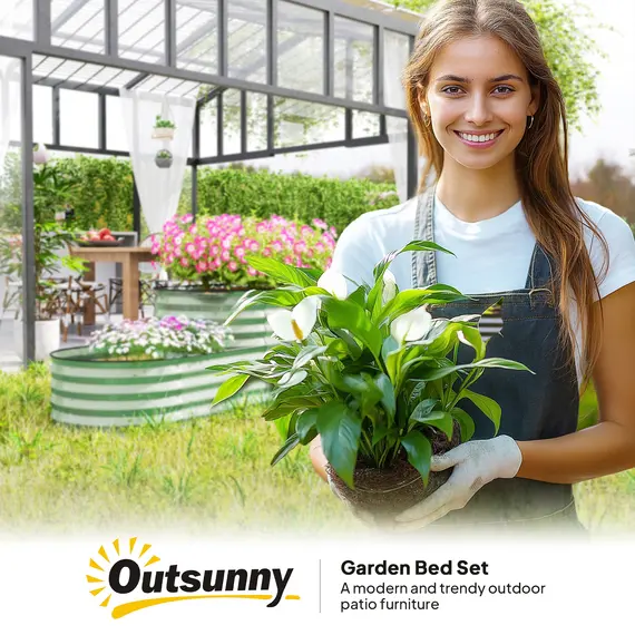 Buy Two-Tier Galvanised Steel Garden Planter - Light Green, 9 image