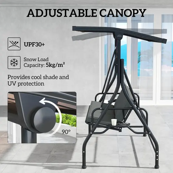 Buy Convertible Three-Seater Swing Bench Bed - Dark Grey, 4 image