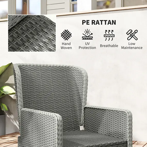 Buy Five-Piece Reclining Rattan Chair Set - Charcoal Grey, 6 image
