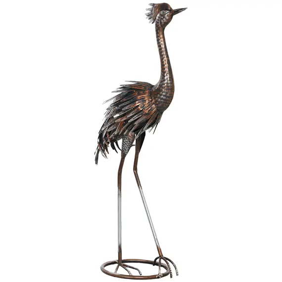 Buy Heron Garden Statue, Standing Garden Ornament, Metal Garden Gift with Stakes for Patio Pond Landscape Decoration, Silver Tone