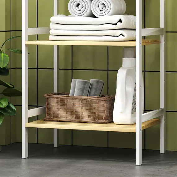 Buy Three-Tier Bamboo Adjustable Shelf Storage Unit, 9 image