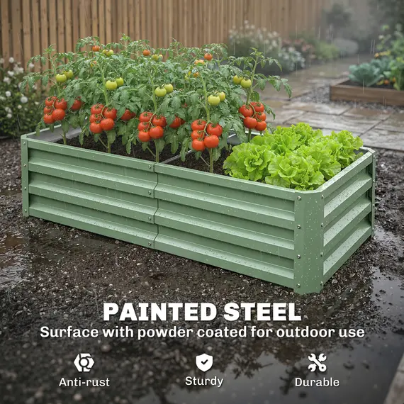 Buy Outsunny Raised Beds for Garden, Galvanised Outdoor Planters, for Herbs and Vegetables, Use for Patio, Garden, Balcony, 4 image
