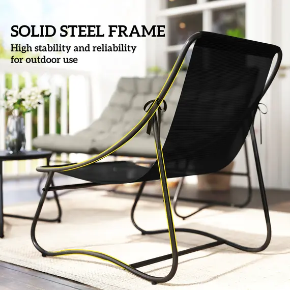 Buy 4 Seater Garden Furniture Set, Conversation Set with Loveseat Sofa, Chairs, Glass Coffee Table, Thick Cushions, Steel Outdoor Sofa for Balcony, Poolside, Conservatory, Light Grey, 6 image