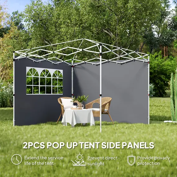 Buy Outsunny 3 Meters Gazebo Replaceable Exchangeable Side Panel Wall Panels Walls With Window, Dark Grey, 4 image