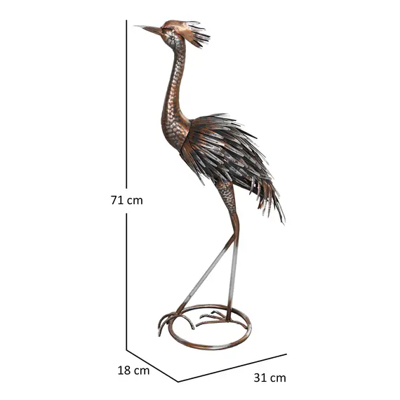 Buy Heron Garden Statue, Standing Garden Ornament, Metal Garden Gift with Stakes for Patio Pond Landscape Decoration, Silver Tone, 3 image