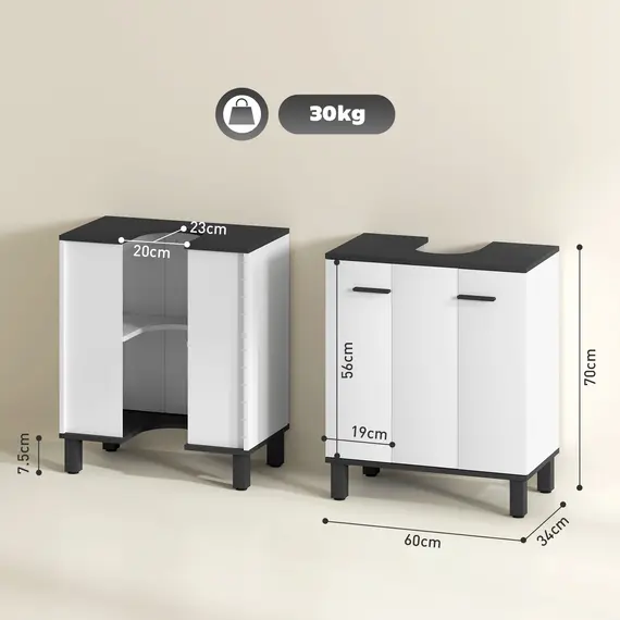 Buy Modern Under-Sink Bathroom Cabinet - High Gloss White, 3 image