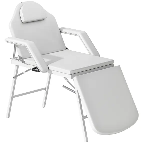 Buy Portable Massage Table, 3 Section Adjustable Beauty Bed, Foldable Massage Bed with Face Hole, Recliner Chair with Removable Headrest and Armrests for Spa, Lash, Tattoo, White