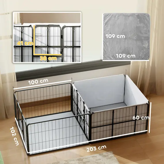 Buy Seven-Panel Dog Whelping Box, Dog Playpen with Washable Whelping Pads, Wind-Resistant Fabric, for Small and Medium Dogs, 3 image