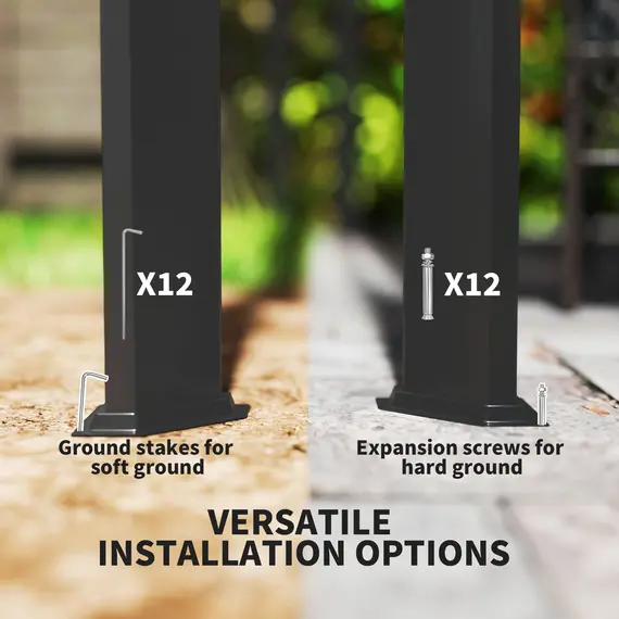 Buy Outsunny 3 x 3m Aluminium Pergola, with Retractable Roof and Wall - Dark Grey, 7 image