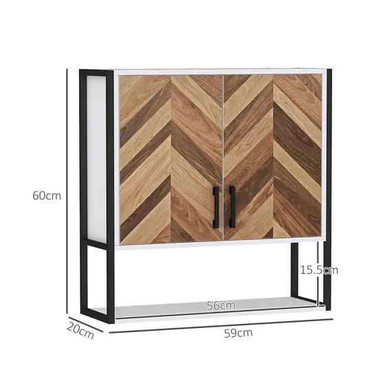 Buy Bathroom Cabinet Wall Mounted, Bathroom Wall Cabinet Medicine Cabinet with 2 Doors, Adjustable Shelf, Walnut, 3 image