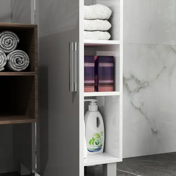 Buy Tall Bathroom Cabinet, Freestanding Bathroom Cabinet with Adjustable Shelves and Double Doors, 8 image