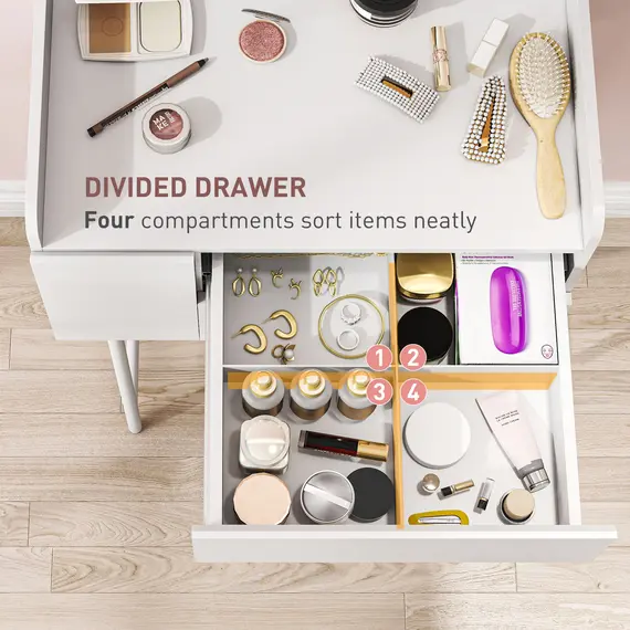 Buy Three Drawer Compact Dressing Table - White, 5 image