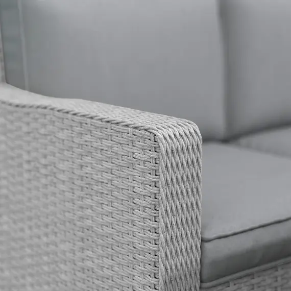 Buy Outsunny Seven-Piece Firepit Table Rattan Sofa Set - Grey, 8 image