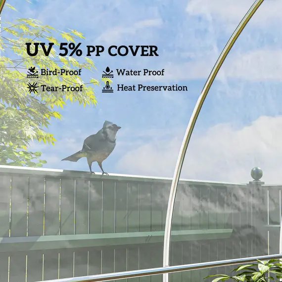 Buy Outsunny 6 X 10m Heavy Duty (150um/6mil) Polypropylene Greenhouse Cover Replacement, UV Resistant Waterproof Plastic Polytunnel Cover, Clear, 4 image