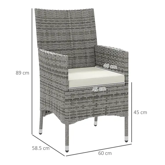 Buy 2 Pieces Rattan Garden Chairs Dining Chair Set with Cushion, Mixed Grey, 3 image
