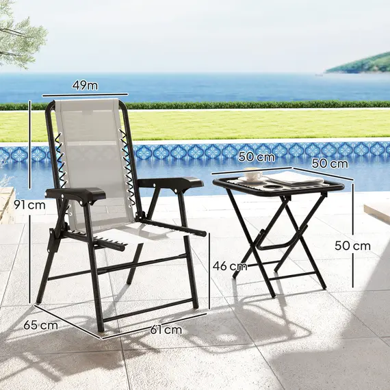 Buy Three-Piece Garden Table and Chair Set - Cream White, 3 image