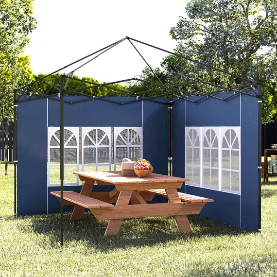 Buy Outsunny Set of Two 3 x 3(m) Gazebo Frame Replacement Walls - Blue, 8 image