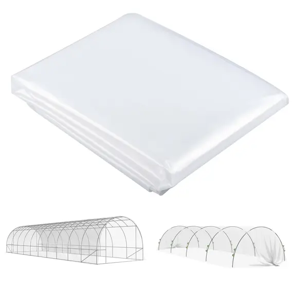 Buy Outsunny 6 X 10m Heavy Duty (150um/6mil) Polypropylene Greenhouse Cover Replacement, UV Resistant Waterproof Plastic Polytunnel Cover, Clear