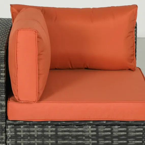 Buy Outsunny Four-Piece Rattan Sofa Set - Orange/Grey, 8 image