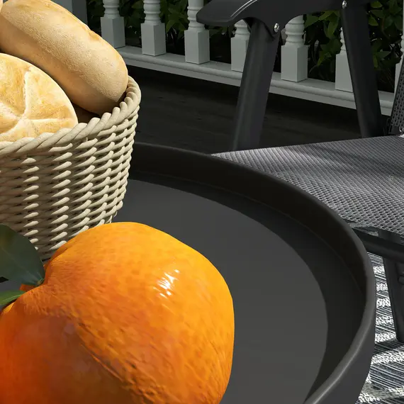 Buy Two-Tier Metal Garden Table - Black, 9 image