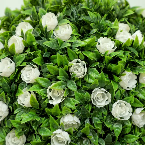 Buy Set of 2 Decorative Artificial Plants, Ball Topiary Tree with Rose Flower in Pot, Fake Plants for Home Indoor Outdoor Decor, 60cm, White, 9 image