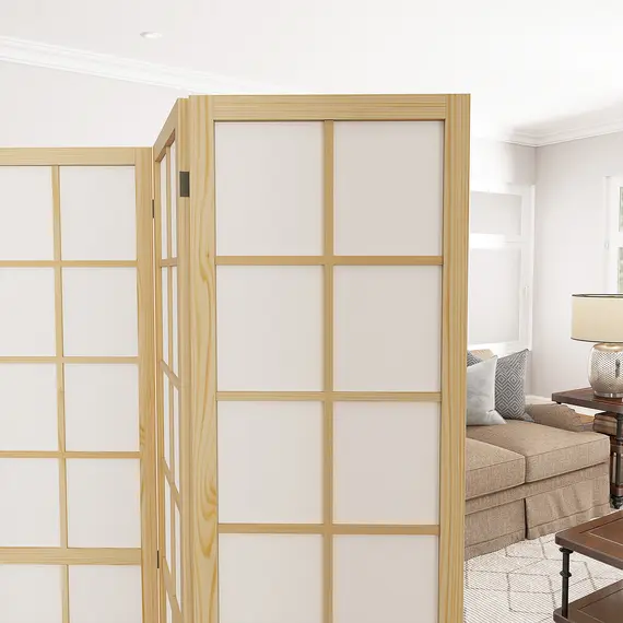 Buy 4 Panel Folding Room Divider, Freestanding Room Separator, Indoor Privacy Screen for Living Room, Bedroom, 160 x 170cm, 8 image