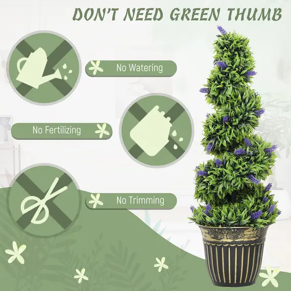 Buy Set of Two 90cm Artificial Lavender Trees, 6 image