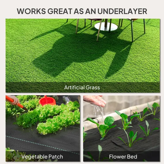 Buy Outsunny 2m x 90m Weed Control Membrane, Heavy Duty Weed Control Barrier Fabric, 90gsm Ground Cover for Patios, Garden, Flower beds, Landscaping, 7 image