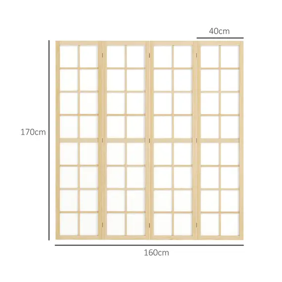 Buy 4 Panel Folding Room Divider, Freestanding Room Separator, Indoor Privacy Screen for Living Room, Bedroom, 160 x 170cm, 3 image