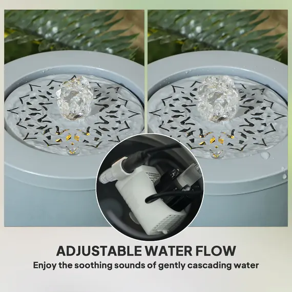 Buy 30 cm Tall Garden Waterfall Fountain with LED Lights and Pump, Garden Water Feature Water Fountain with Adjustable Flow and Cut-out Design for Indoor and Outdoor Decor, Light Grey, 5 image