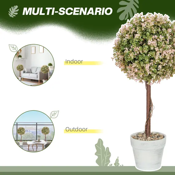Buy Set of 2 Decorative Artificial Plants, Murraya Flowers in Pot, Fake Plants for Home Indoor outdoor Decor, 60cm, Cream White, 5 image