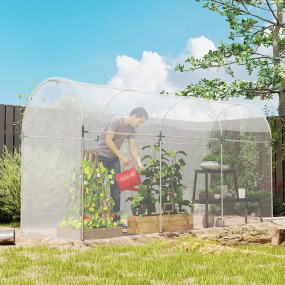 Buy Outsunny 6 X 10m Heavy Duty (150um/6mil) Polypropylene Greenhouse Cover Replacement, UV Resistant Waterproof Plastic Polytunnel Cover, Clear, 9 image
