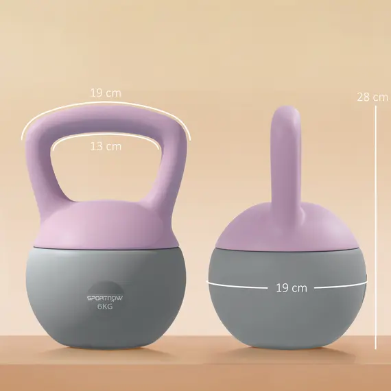 Buy SPORTNOW 6KG Soft Kettlebell, Kettle Bell with Non-Slip Handle for Home Gym, Weight Lifting, Strength Training, Purple/Grey, 3 image