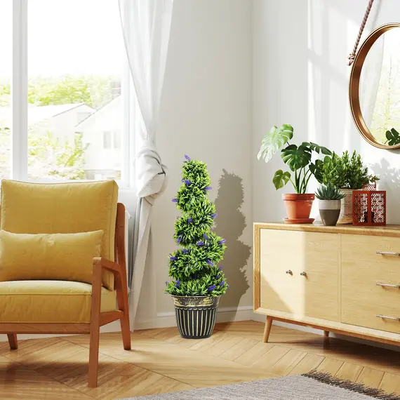Buy Set of Two 90cm Artificial Lavender Trees, 9 image