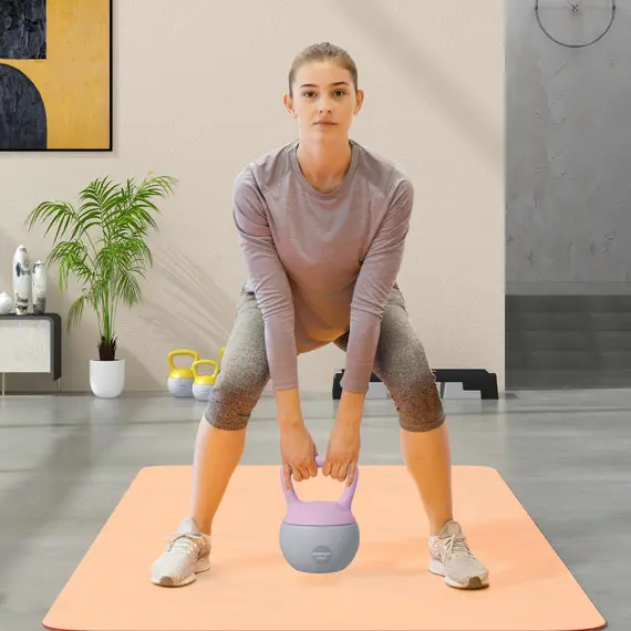 Buy SPORTNOW 10KG Soft Kettlebell, Kettlebell with Non-Slip Handle for Home Gym, Weight Lifting, Strength Training, Purple/Grey, 2 image