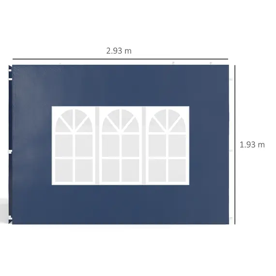 Buy Outsunny Set of Two 3 x 3(m) Gazebo Frame Replacement Walls - Blue, 3 image