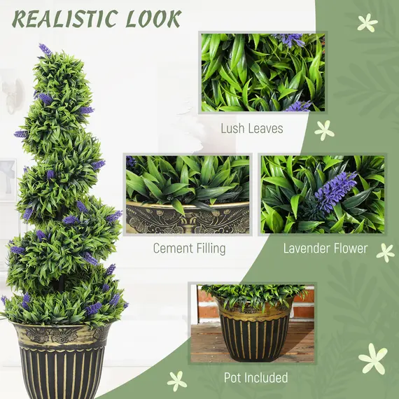 Buy Set of Two 90cm Artificial Lavender Trees, 4 image