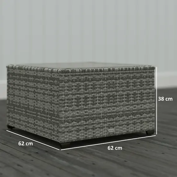 Buy 62 x 62cm Glass-Top Rattan Side Table - Light Grey, 3 image