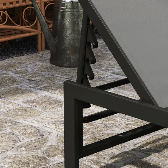 Buy Outsunny Set of Two Reclining Sun Loungers - Grey, 9 image