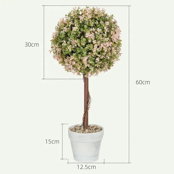Buy Set of 2 Decorative Artificial Plants, Murraya Flowers in Pot, Fake Plants for Home Indoor outdoor Decor, 60cm, Cream White, 3 image