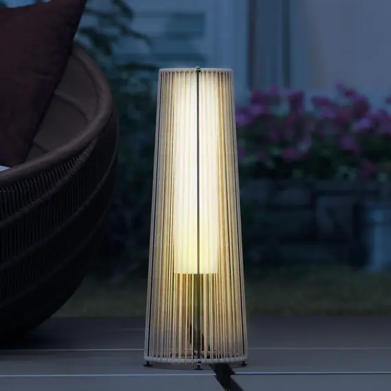 Buy Patio Garden Solar Powered Lights Woven Resin Wicker Lantern Auto On/Off, 9 image