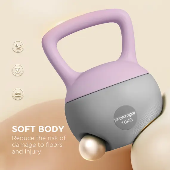 Buy SPORTNOW 10KG Soft Kettlebell, Kettlebell with Non-Slip Handle for Home Gym, Weight Lifting, Strength Training, Purple/Grey, 4 image